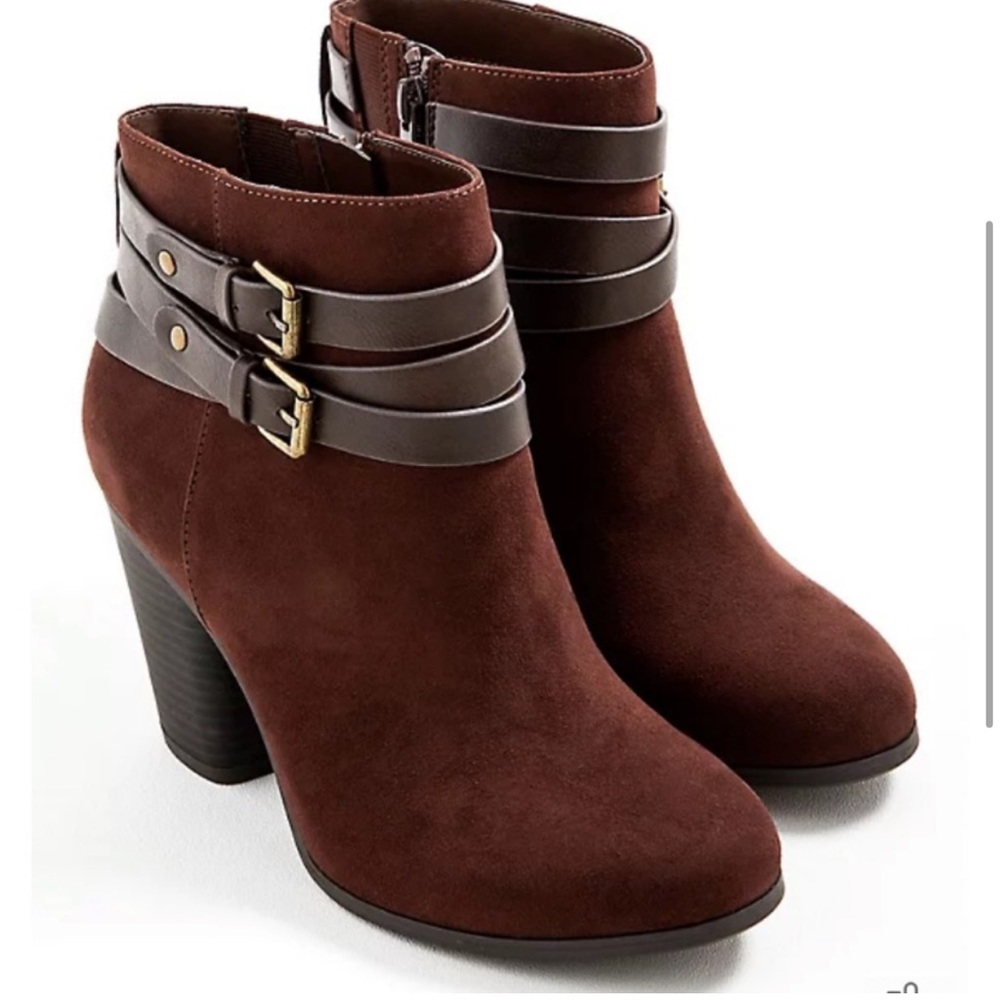 Torrid double Buckle Brown Heel Wide Bootie size 10 Fall Season
